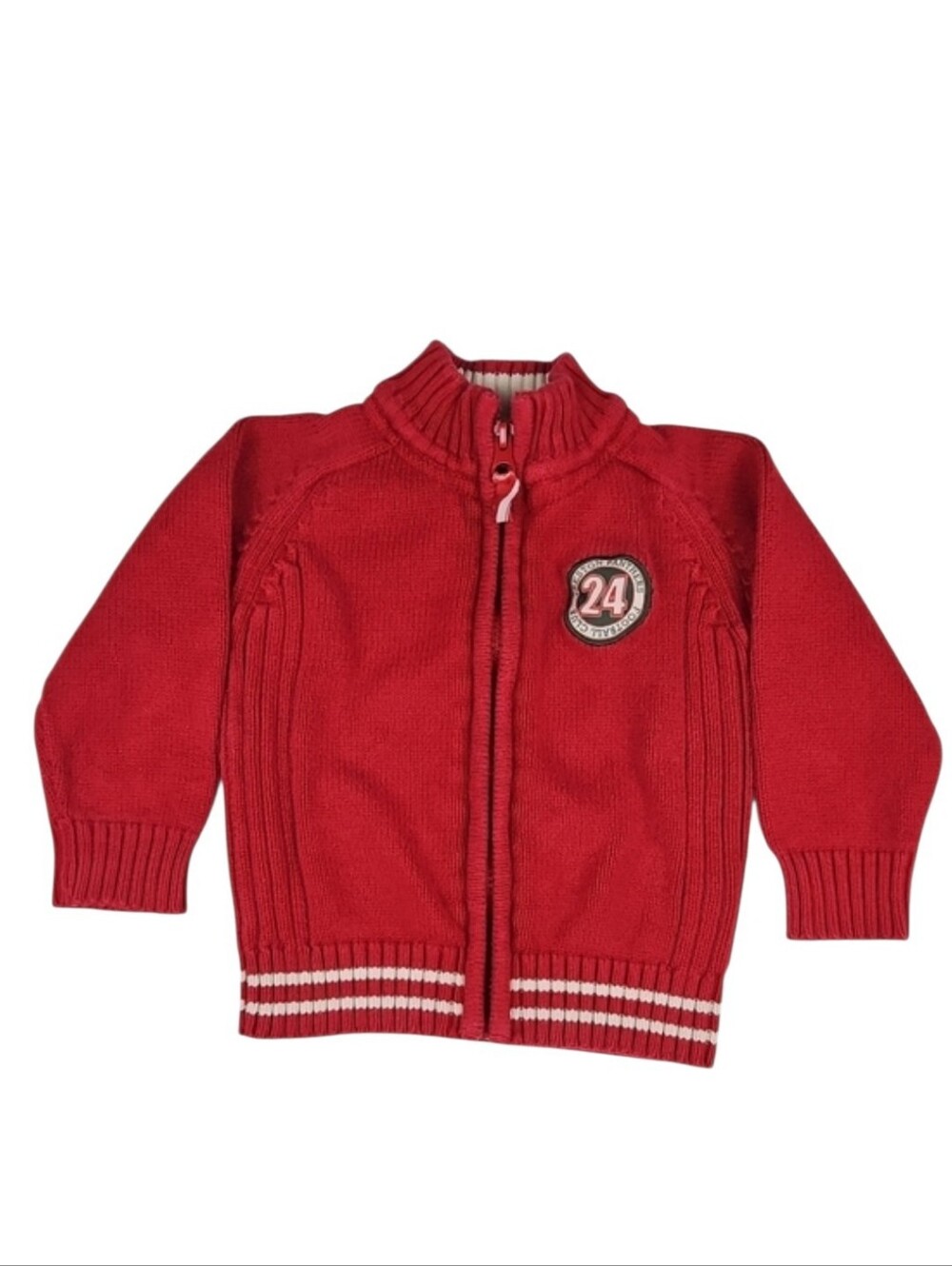 Vintage St. Bernard for Dunnes Baby 12-18 Months Zip-Up Sweater Football Patch
